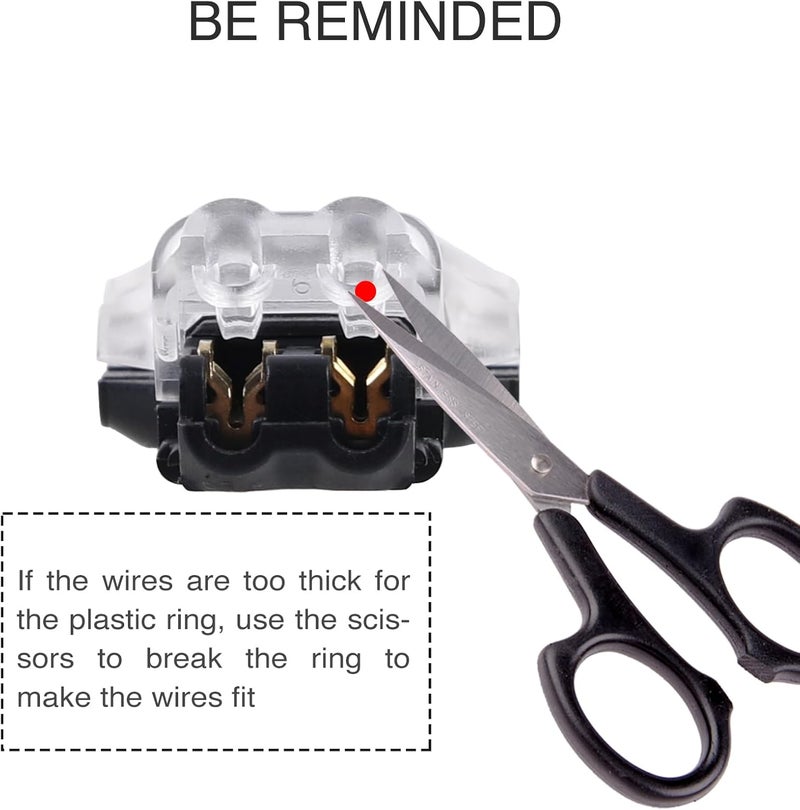 Brightfour Low Voltage Wire Connectors 3 Way 2 Pins, T Tap 16-18 AWG, No Wire Stripping 12 Pack - Image 5